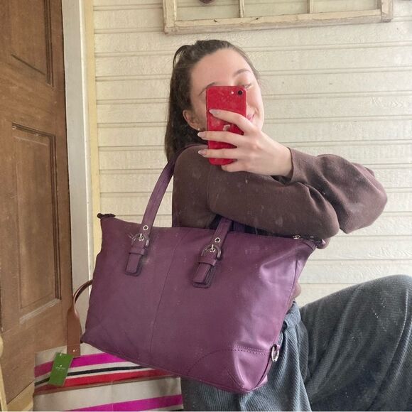 COACH Purple Ashley Carryall Tote Shoulder Bag Madison Gallery Laptop Work 17220 - Picture 11 of 11